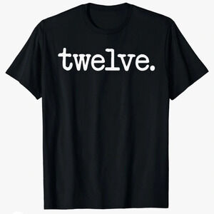 Black Polyester Cotton Classic Short Sleeve T-Shirt “Twelve Design” size M